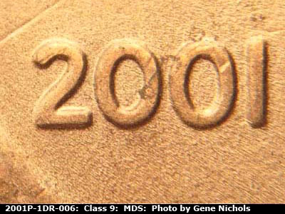 2001 Lincoln cent obverse, CopperCoins die 2001P•1DR•006.