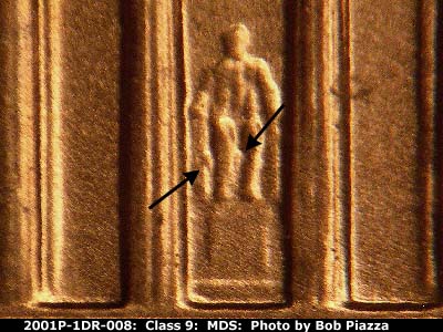 2001 Lincoln cent obverse, CopperCoins die 2001P•1DR•008.