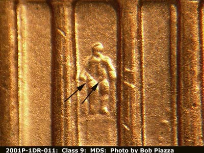 2001 Lincoln cent obverse, CopperCoins die 2001P•1DR•011.