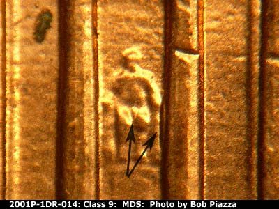 2001 Lincoln cent obverse, CopperCoins die 2001P•1DR•014.