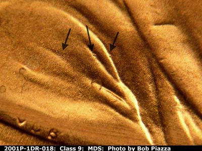 Die-stage B marker on 2001P•1DR•018 (2001 Doubled Die Reverse).