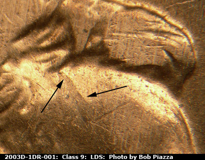 Die-stage C marker on 2003D•1DR•001 (2003 Doubled Die Reverse).