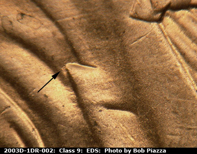 Die-stage A marker on 2003D•1DR•002 (2003 Doubled Die Reverse).