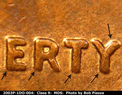2003 Lincoln cent obverse, CopperCoins die 2003P•1DO•004.