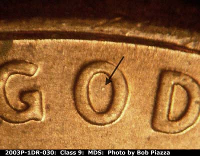 Die-stage B marker on 2003P•1DR•030 (2003 Doubled Die Reverse).