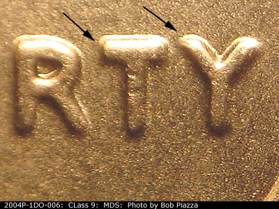 2004 Lincoln cent obverse, CopperCoins die 2004P•1DO•006.