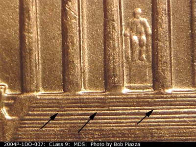 Die-stage B marker on 2004P•1DO•007 (2004 Doubled Die Obverse).