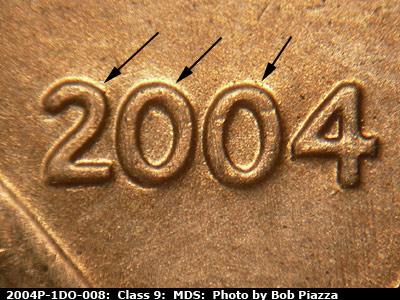2004 Lincoln cent obverse, CopperCoins die 2004P•1DO•008.
