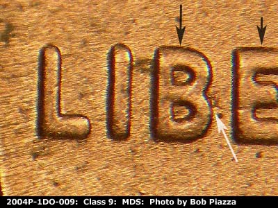 2004 Lincoln cent obverse, CopperCoins die 2004P•1DO•009.