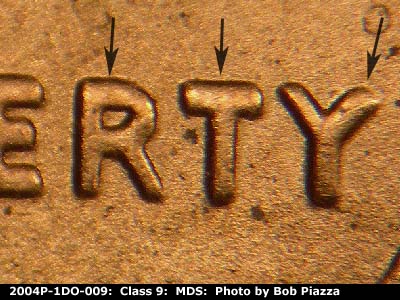 Die-stage B marker on 2004P•1DO•009 (2004 Doubled Die Obverse).
