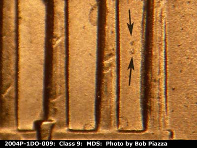 Die-stage B marker on 2004P•1DO•009 (2004 Doubled Die Obverse).