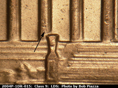 Die-stage C marker on 2004P•1DR•015 (2004 Doubled Die Reverse).