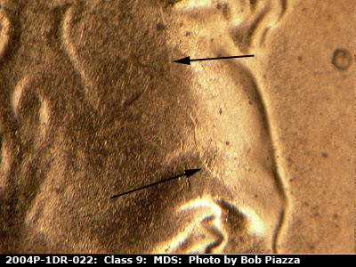 Die-stage B marker on 2004P•1DR•022 (2004 Doubled Die Reverse).