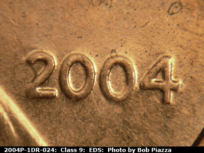 Die-stage A marker on 2004P•1DR•024 (2004 Doubled Die Reverse).