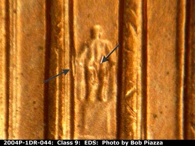Die-stage A marker on 2004P•1DR•044 (2004 Doubled Die Reverse).