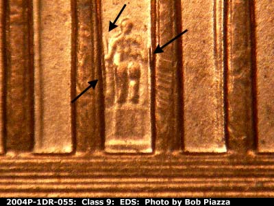 Die-stage A marker on 2004P•1DR•055 (2004 Doubled Die Reverse).
