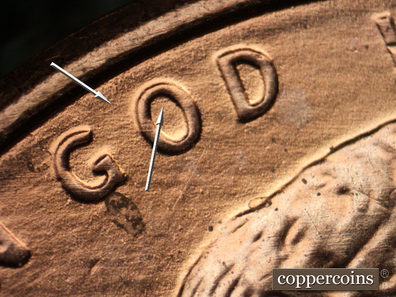 Die-stage B marker on 2005P•1DR•002 (2005 Doubled Die Reverse).