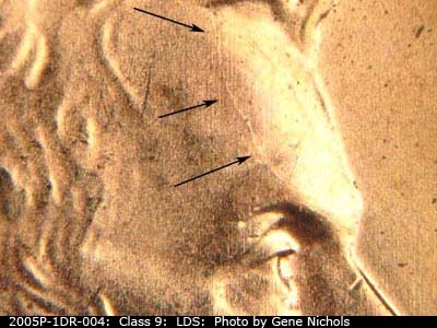 Die-stage C marker on 2005P•1DR•004 (2005 Doubled Die Reverse).