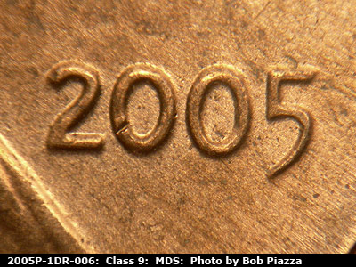 2005 Lincoln cent obverse, CopperCoins die 2005P•1DR•006.