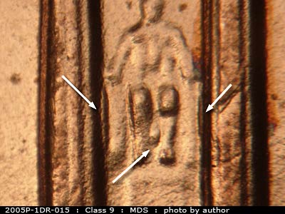 2005 Lincoln cent obverse, CopperCoins die 2005P•1DR•015.