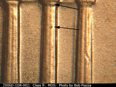Die-stage B marker on 2006D•1DR•002 (2006 Doubled Die Reverse).