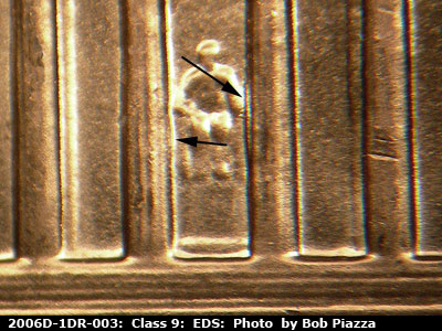 Die-stage A marker on 2006D•1DR•003 (2006 Doubled Die Reverse).