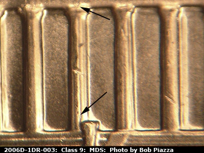 Die-stage B marker on 2006D•1DR•003 (2006 Doubled Die Reverse).
