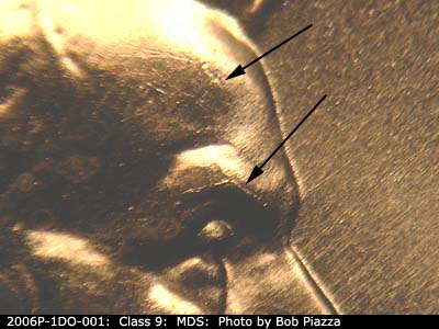 Die-stage B marker on 2006P•1DO•001 (2006 Doubled Die Obverse).
