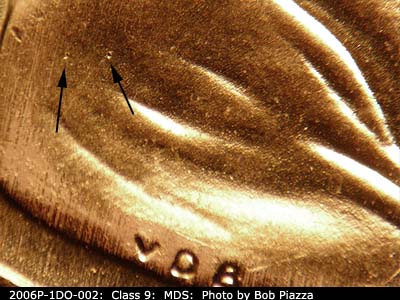Die-stage B marker on 2006P•1DO•002 (2006 Doubled Die Obverse).