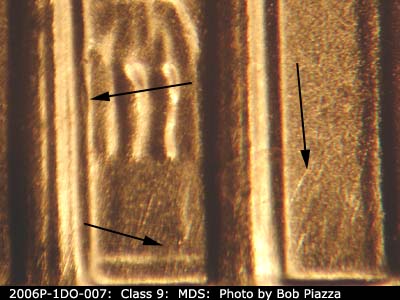 Die-stage B marker on 2006P•1DO•007 (2006 Doubled Die Obverse).