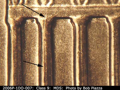 Die-stage B marker on 2006P•1DO•007 (2006 Doubled Die Obverse).
