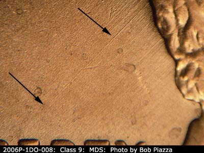 Die-stage B marker on 2006P•1DO•008 (2006 Doubled Die Obverse).