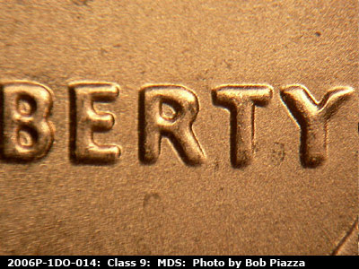 Die-stage B marker on 2006P•1DO•014 (2006 Doubled Die Obverse).