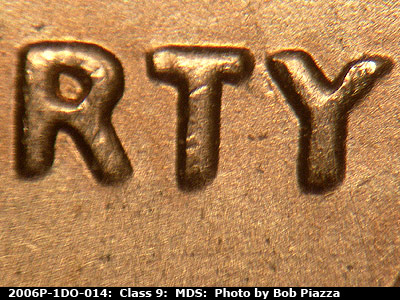 Die-stage B marker on 2006P•1DO•014 (2006 Doubled Die Obverse).