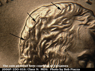 Die-stage B marker on 2006P•1DO•016 (2006 Doubled Die Obverse).