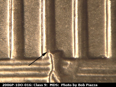 Die-stage B marker on 2006P•1DO•016 (2006 Doubled Die Obverse).