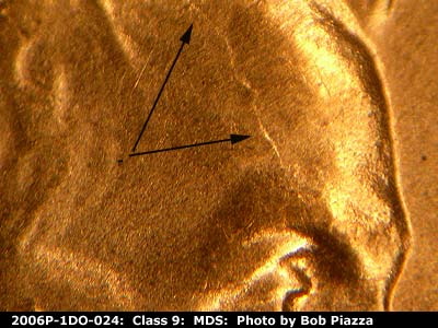 Die-stage B marker on 2006P•1DO•024 (2006 Doubled Die Obverse).