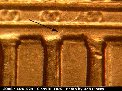 Die-stage B marker on 2006P•1DO•024 (2006 Doubled Die Obverse).