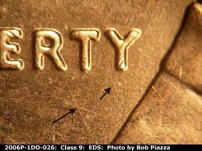 Die-stage A marker on 2006P•1DO•026 (2006 Doubled Die Obverse).