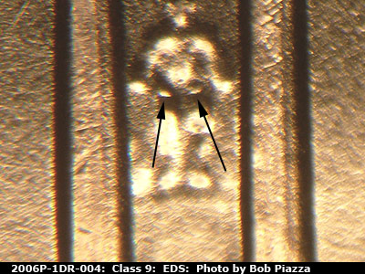 Die-stage A marker on 2006P•1DR•004 (2006 Doubled Die Reverse).