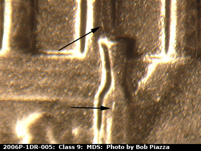 Die-stage B marker on 2006P•1DR•005 (2006 Doubled Die Reverse).