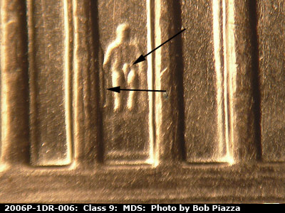 Die-stage B marker on 2006P•1DR•006 (2006 Doubled Die Reverse).