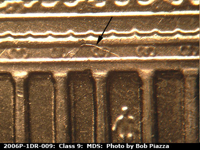 Die-stage B marker on 2006P•1DR•009 (2006 Doubled Die Reverse).