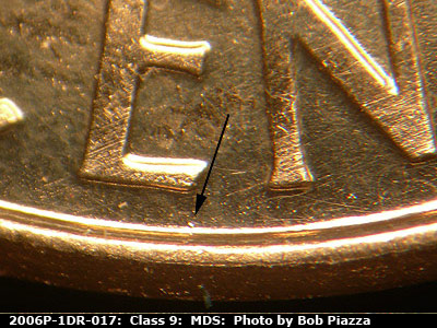 Die-stage B marker on 2006P•1DR•017 (2006 Doubled Die Reverse).