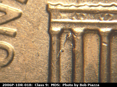 Die-stage B marker on 2006P•1DR•018 (2006 Doubled Die Reverse).