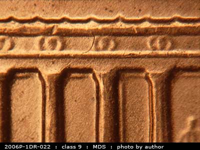 Die-stage C marker on 2006P•1DR•022 (2006 Doubled Die Reverse).