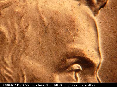 Die-stage C marker on 2006P•1DR•022 (2006 Doubled Die Reverse).