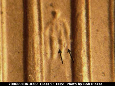 Die-stage A marker on 2006P•1DR•036 (2006 Doubled Die Reverse).