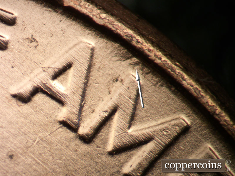 Die-stage B marker on 2006P•1DR•040 (2006 Doubled Die Reverse).