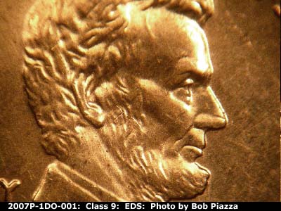 Die-stage A marker on 2007P•1DO•001 (2007 Doubled Die Obverse).